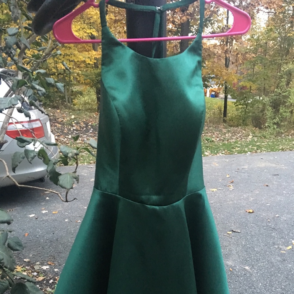 green homecoming dress open back with pockets!!!